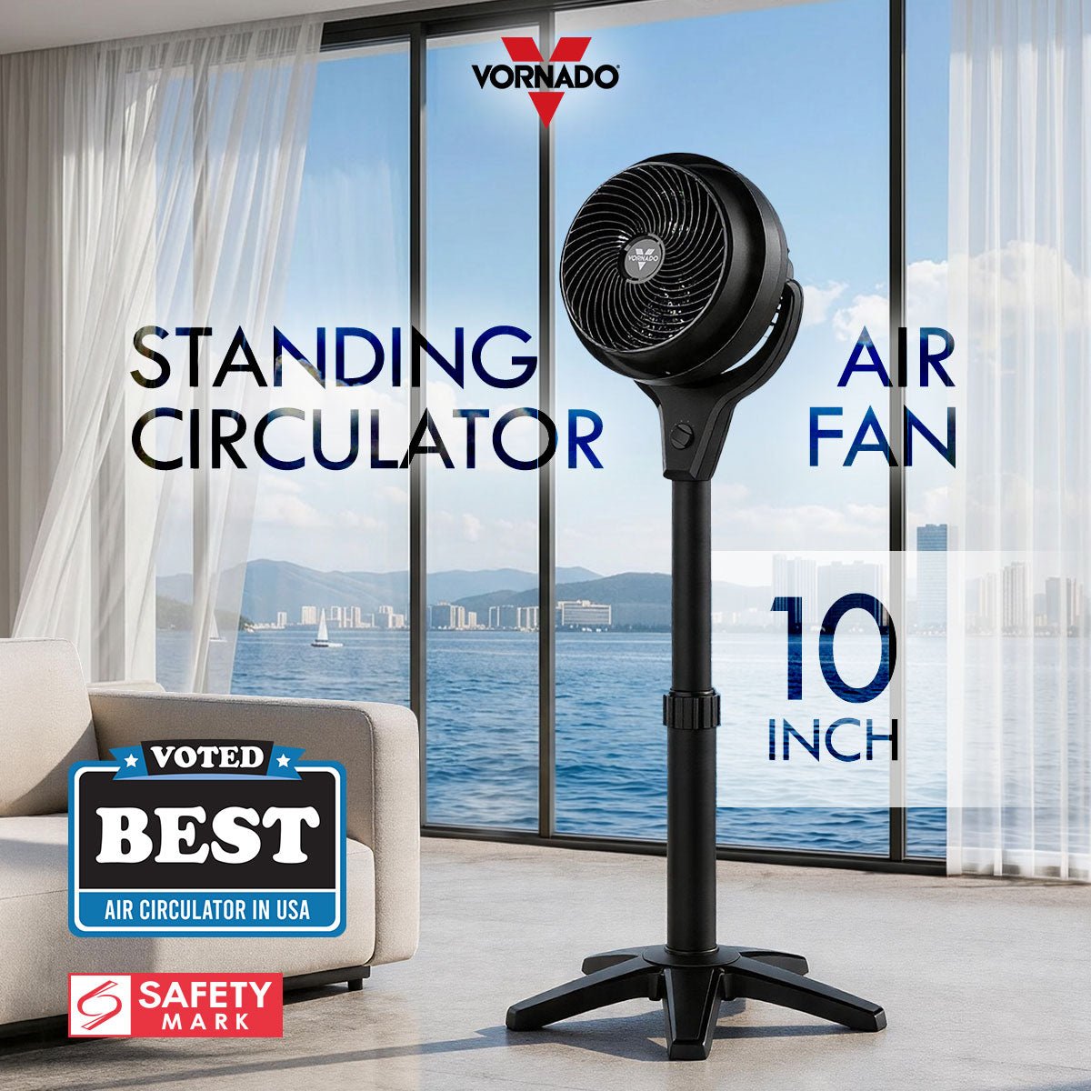 602-AN-1 Vornado Energy Smart™ 10in Stand Air Circulator Fan, Vortex Action, Oscillation, 3-Speed (602-AN) - Image 1