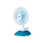 My Choice 6" Clip/Table Fan – Detachable Base, Adjustable Tilt, Strong Wind, Portable, Durable, 2-Speed, white & blue, MC202
