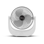 PowerPac 6" Table Fan – USB, Rechargeable, Portable Wireless, Strong Airflow, 120° Adjustable Tilt, 3-Speed, white, PPUF225