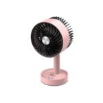 PowerPac 5" Table Fan – USB, Rechargeable, Portable Wireless, Adjustable Tilt, LED lights, Sturdy, 3-Speed, pink, PPUF230
