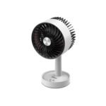 PowerPac 5" Table Fan – USB, Rechargeable, Portable Wireless, Adjustable Tilt, LED lights, Sturdy, 3-Speed, white, PPUF230