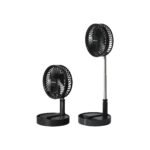 PowerPac 8" Adjustable Stand/Table Fan – USB, Rechargeable, Portable Wireless, Adjustable Tilt & Height, 4-Speed, black, PPUF234